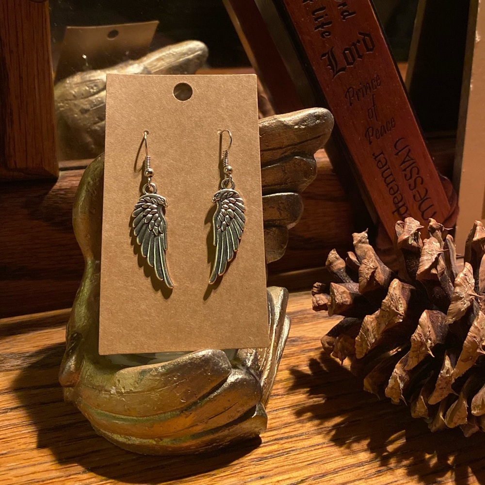 “Phoenix Rising” 1” Silver Wing Earrings